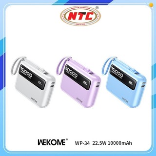 Cục Tích Điện WEKOME WP-34 10000mAh USB QC 22.5W, TypeC PD 20W, Kèm 2 cáp sạc - Nhất Tín Computer
