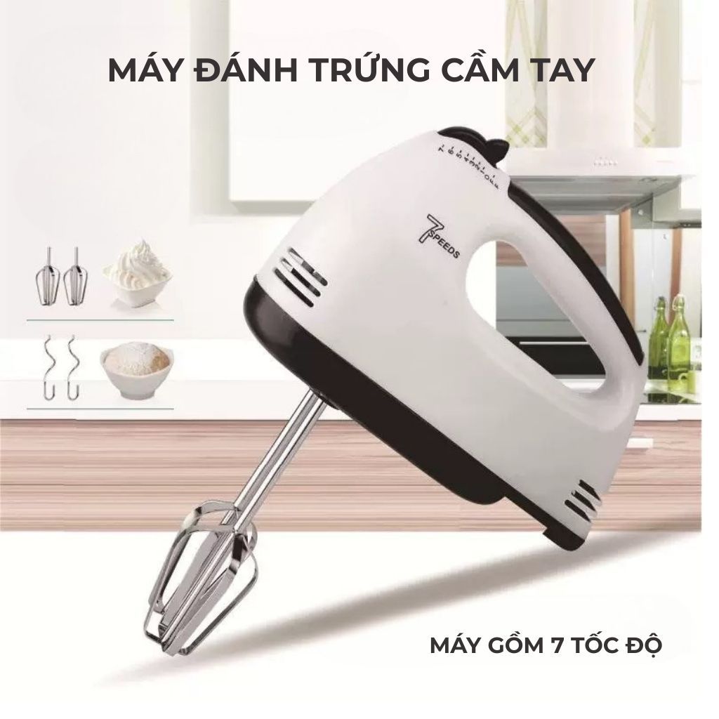 Máy Đánh Trứng Cầm Tay 7 Tốc Độ – Đánh Bột, Đánh Trứng, Làm Bánh – Nhựa Cao Cấp Bền Đẹp