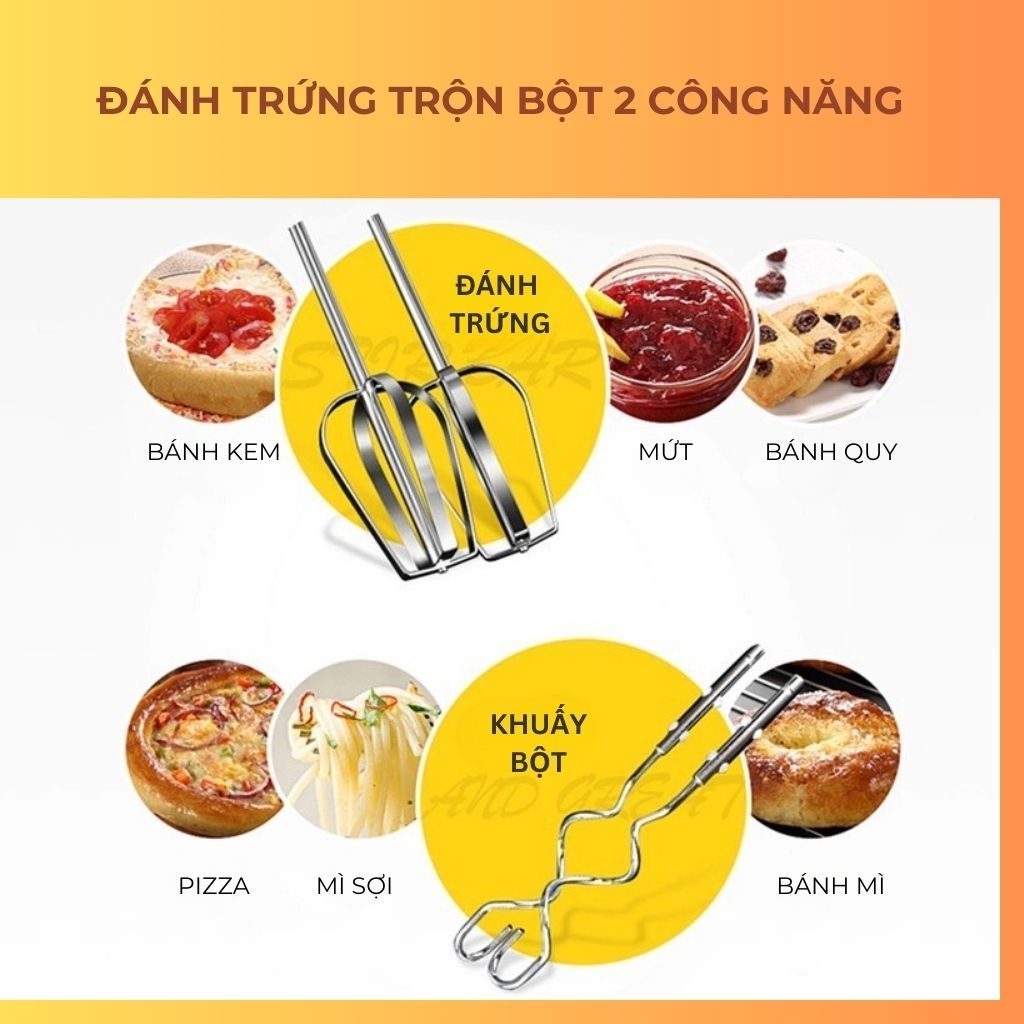 Máy Đánh Trứng Cầm Tay 7 Tốc Độ – Đánh Bột, Đánh Trứng, Làm Bánh – Nhựa Cao Cấp Bền Đẹp