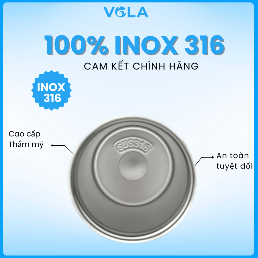 Ly giữ nhiệt VOLA Inox 316 500ml sang trọng, Cốc giữ nhiệt tráng sứ khắc tên có ống hút sẵn