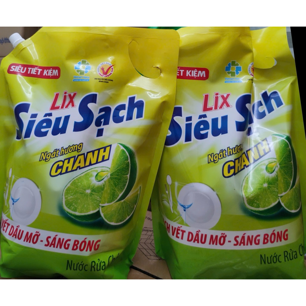 Combo 2 túi Nước Rủa Chén Lix Hương Chanh / trà Xanh Túi 3,2kg