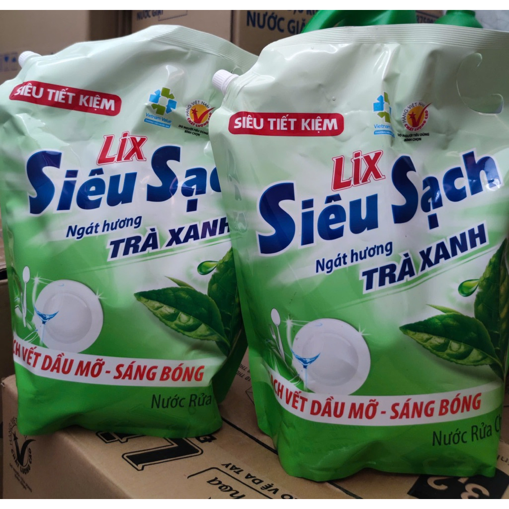 Combo 2 túi Nước Rủa Chén Lix Hương Chanh / trà Xanh Túi 3,2kg