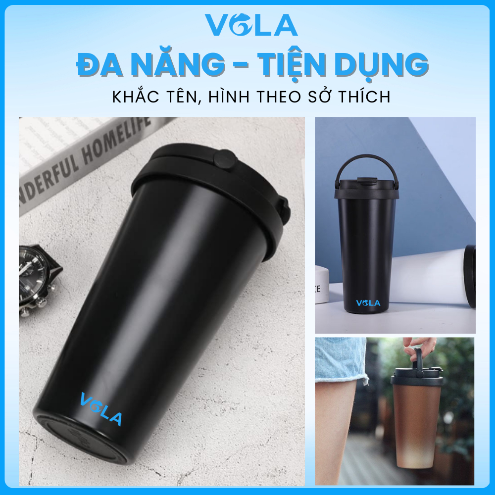 Bình Giữ Nhiệt VOLA 500ml Inox 304 cao cấp, Bình giữ nhiệt có quai xách, Khắc tên theo yêu cầu