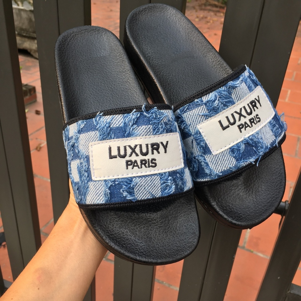 Dép Nam Quai Ngang, Dép Nam LUXURY, Chất Liệu Jean Cao Cấp, Êm Chân Chống Trơn, Thời Trang Mẫu Mới, Full Size 35-44