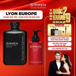 Combo LYON EUROPE gồm Sữa tắm gội nam 350g & Dung dịch vệ sinh nam 100g nguyên liệu cao cấp SIRMEN Europe Gentlemen