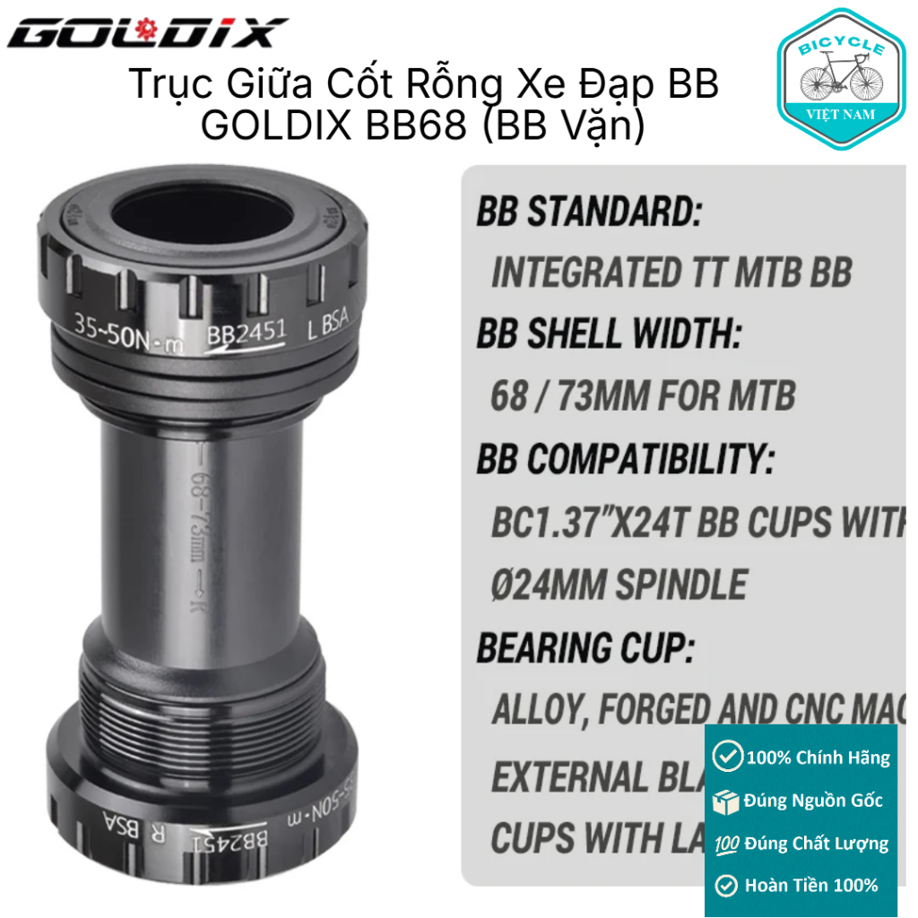 Trục Giữa Cốt Rỗng Xe Đạp BB GOLDIX BB68 – Vòng Bi Bạc Đạn, BB Vặn ...
