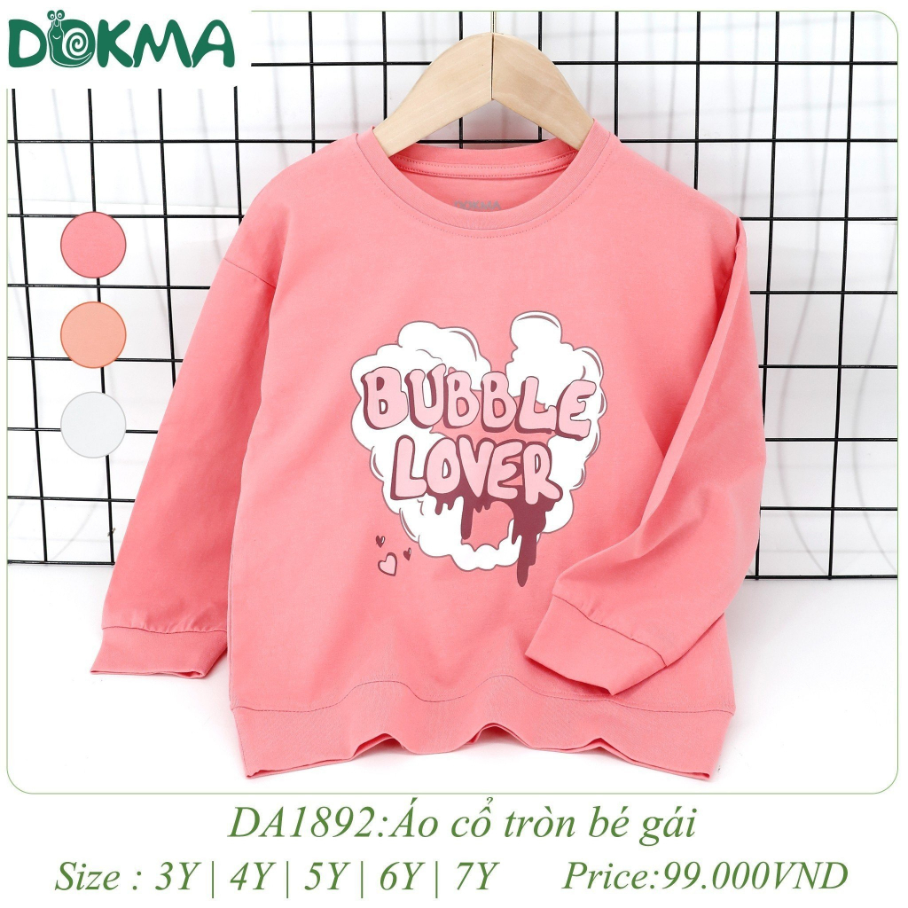 (13-25kg) Áo Dài Tay Bé Gái In Hình Cute Dokma DA1892 DA1988 DA3288