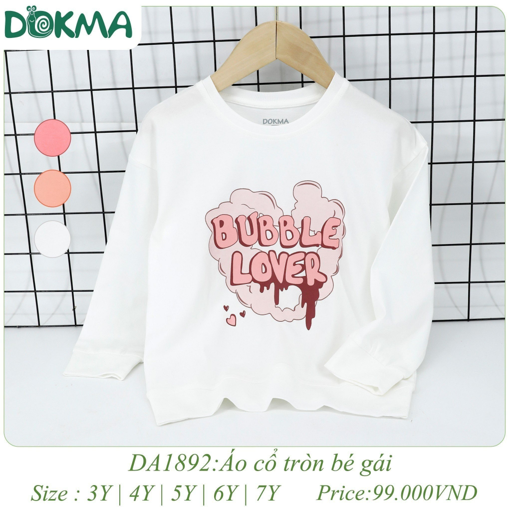 (13-25kg) Áo Dài Tay Bé Gái In Hình Cute Dokma DA1892 DA1988 DA3288