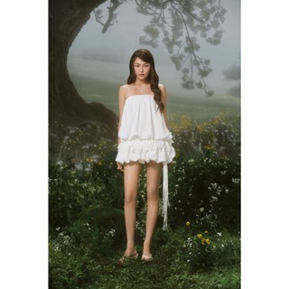 Đầm bí OLV cúp ngực kèm quần thun trẻ trung dễ thương White Puff Strappy Mini Cup Dress đi chơi