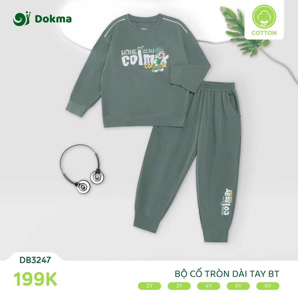 (11-22kg, 2-6Y) Bộ Dài Tay Cotton Bé Trai Dokma DB1413 DB2426 DB2428 DB1551 DB3290 DB1836 DB3247 DB3295 DB3308