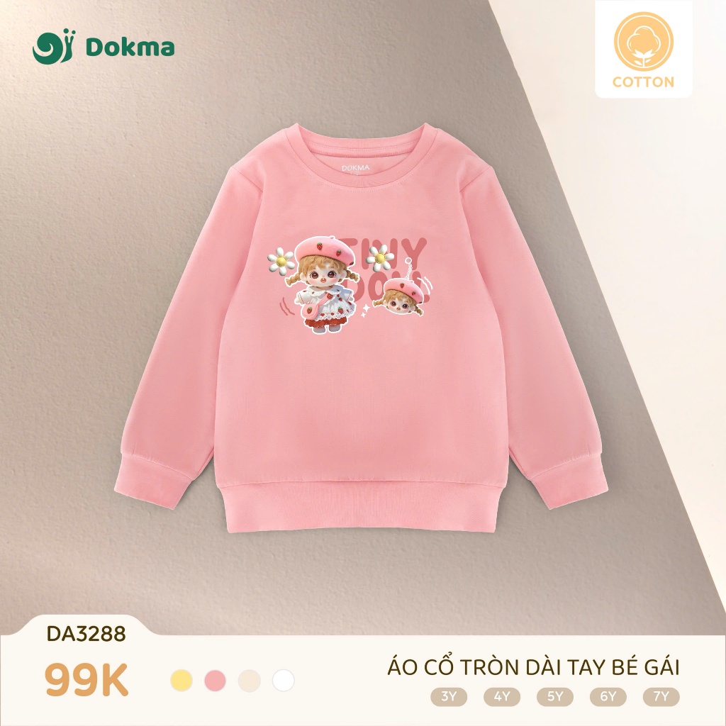 (13-25kg) Áo Dài Tay Bé Gái In Hình Cute Dokma DA1892 DA1988 DA3288