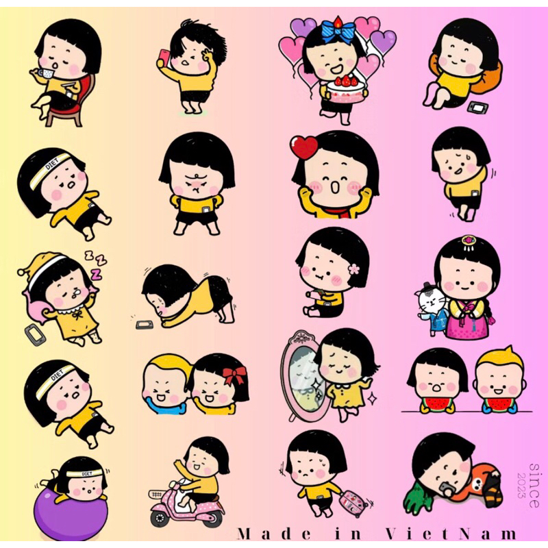 set sticker nhân vật MiMi bé xinh