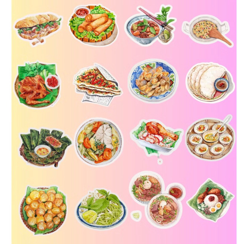 set 100 sticker món ăn việt nam