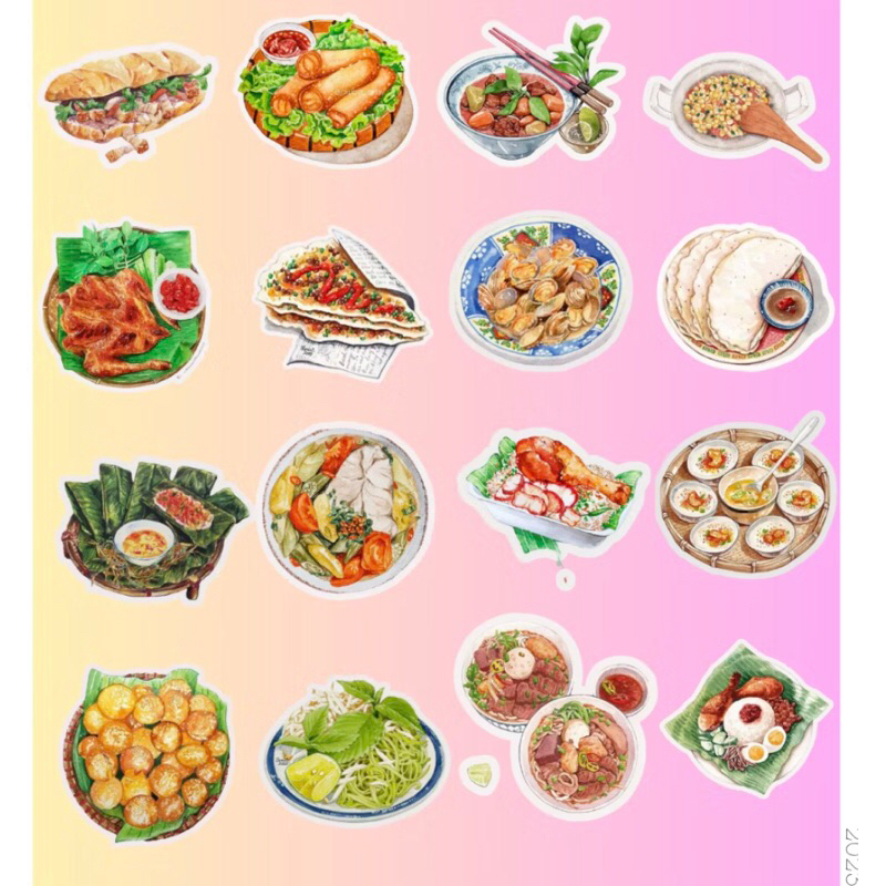 set 100 sticker món ăn việt nam