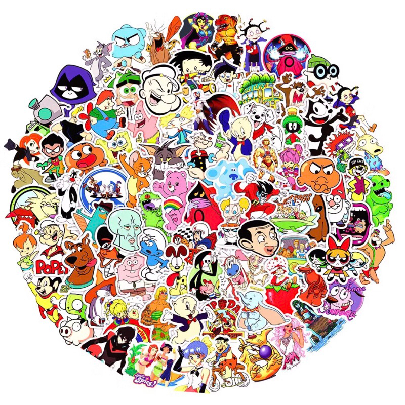 set 100 sticker các nhân vật phim hoạt hình huyền thoại
