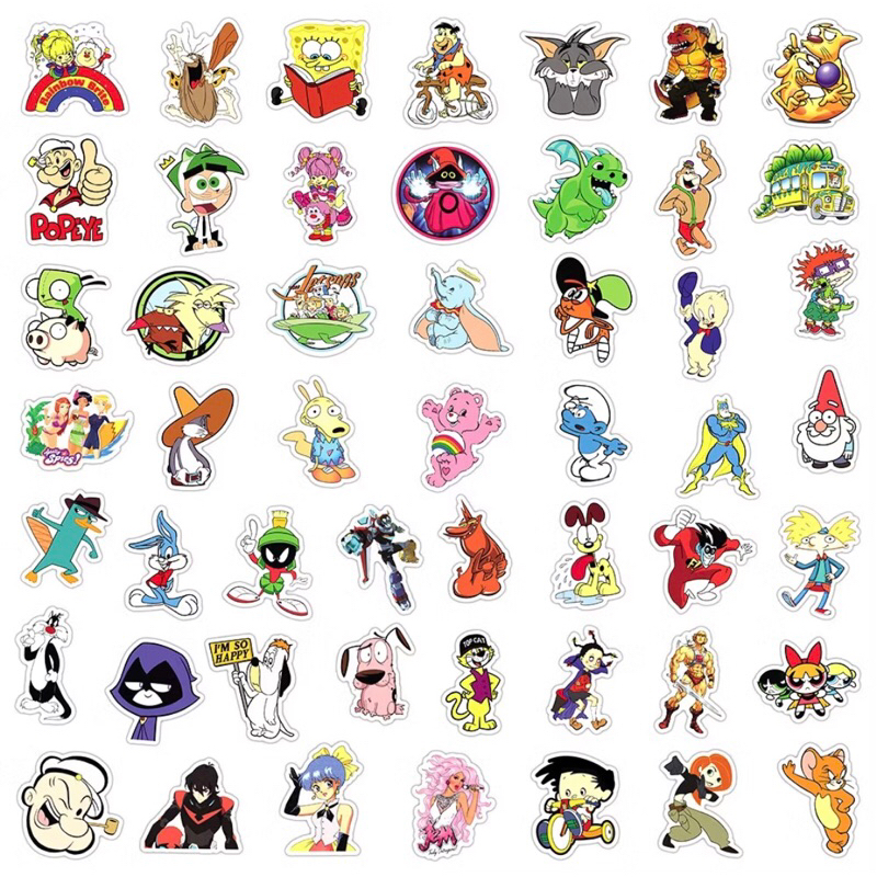 set 100 sticker các nhân vật phim hoạt hình huyền thoại