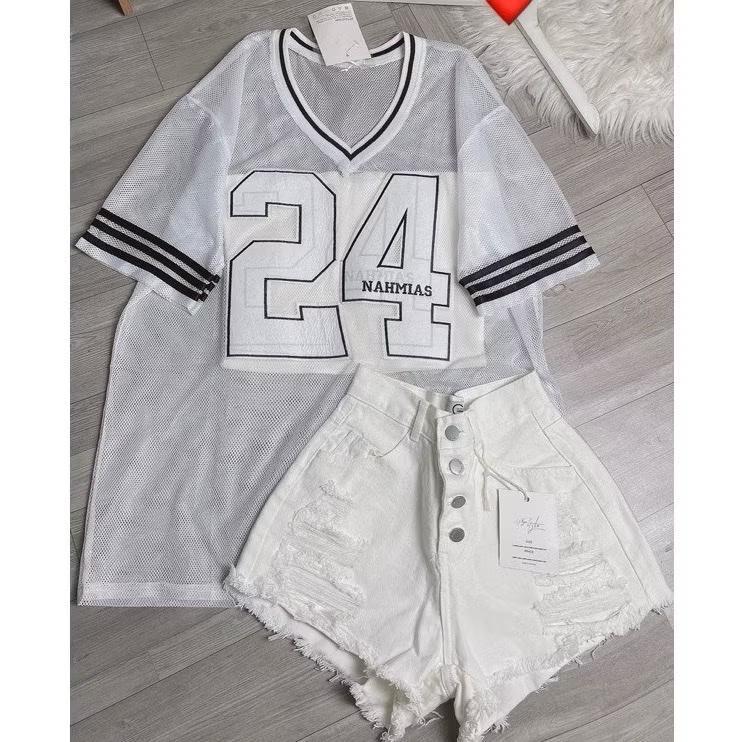 Sét 2 món nữ Sét Áo Lưới Số Thể Thao số 24 Kèm áo 2 dây bên trong