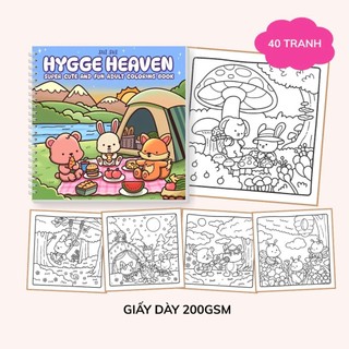Bộ Tranh Tô Màu Hygge Heaven 40 Tranh, Giấy dày 200gsm Quyển A4 A5, Phù Hợp Màu Marker, Acrylic, Chì Màu, Sáp Màu