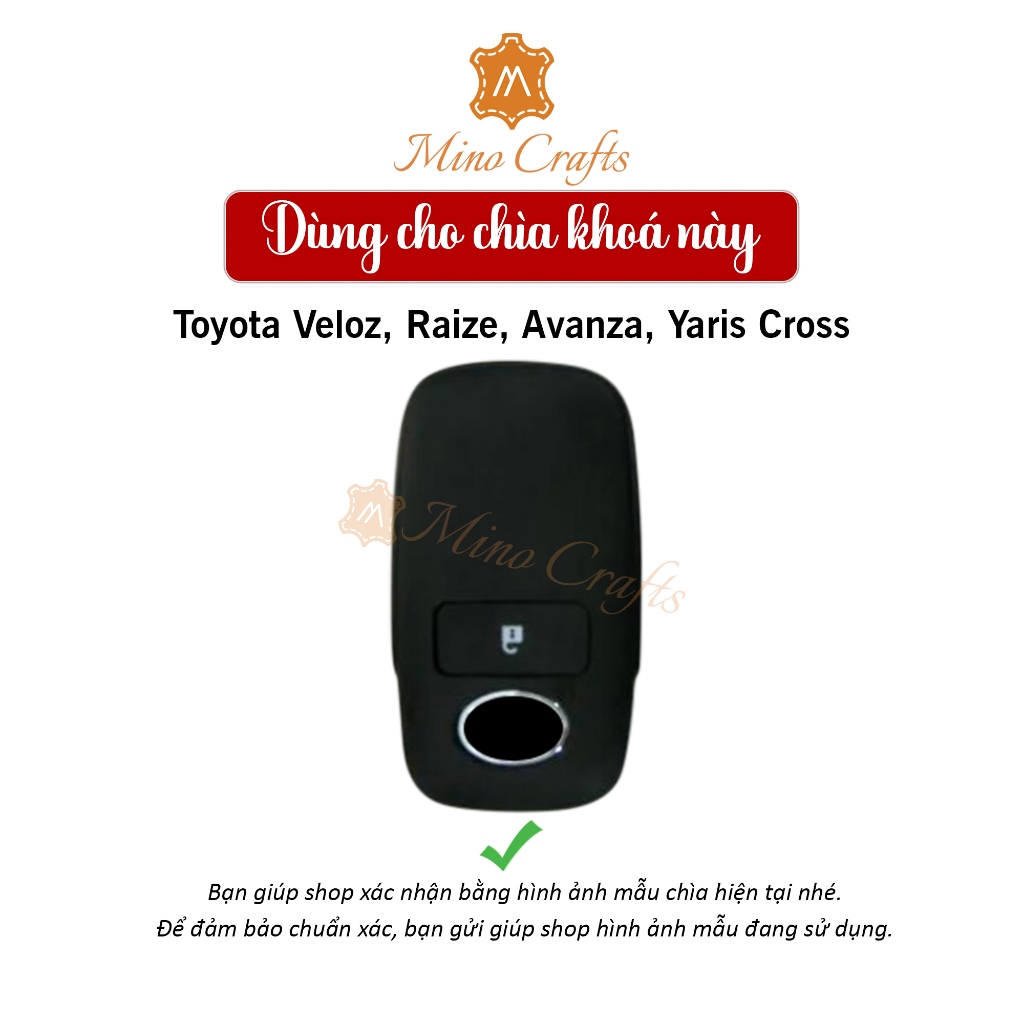 Bao chìa khóa Toyota Raize, Veloz, Avanza, Wigo, Yaris Cross, Chế tác thủ công - Da Bò Nhập Khẩu