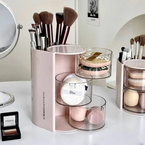 Ống cắm cọ,đựng bông mút trang điểm 2.3 tầng sức chứa lớn