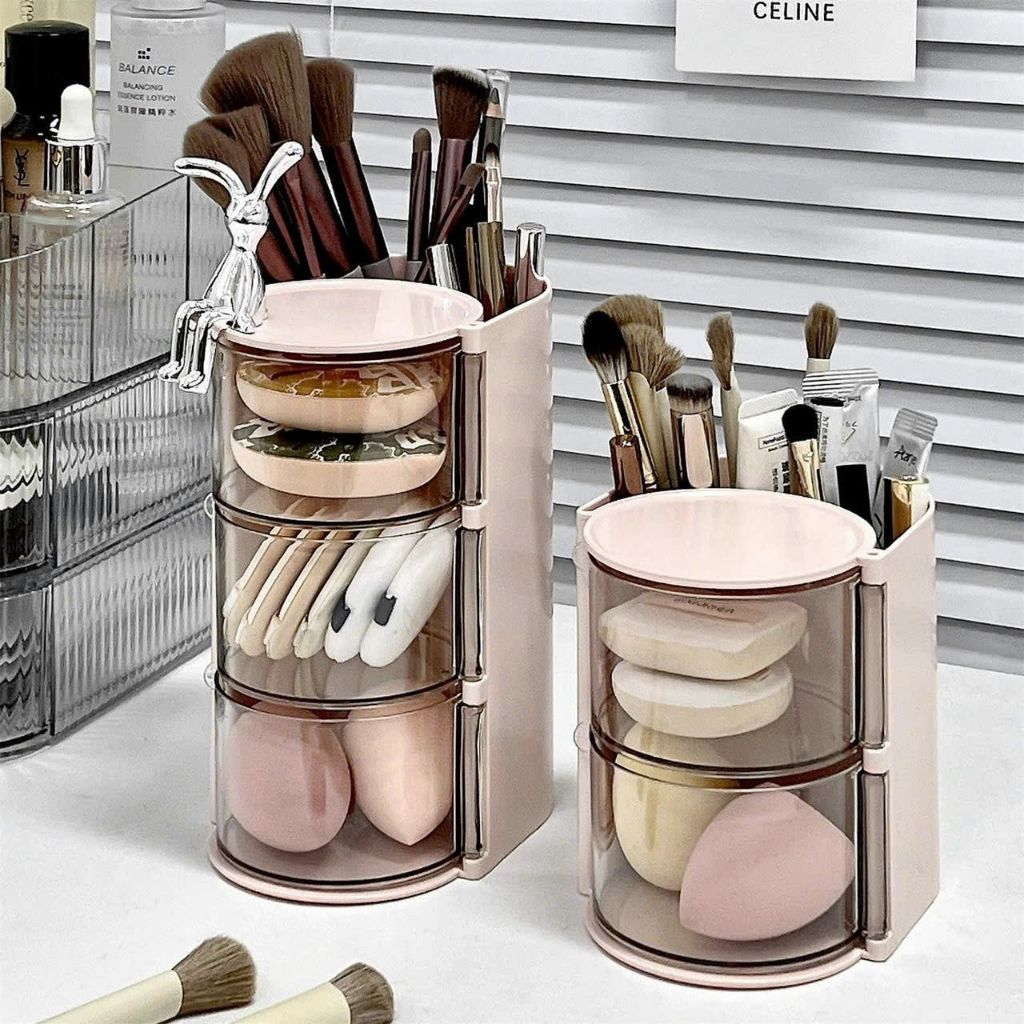Ống cắm cọ,đựng bông mút trang điểm 2.3 tầng sức chứa lớn