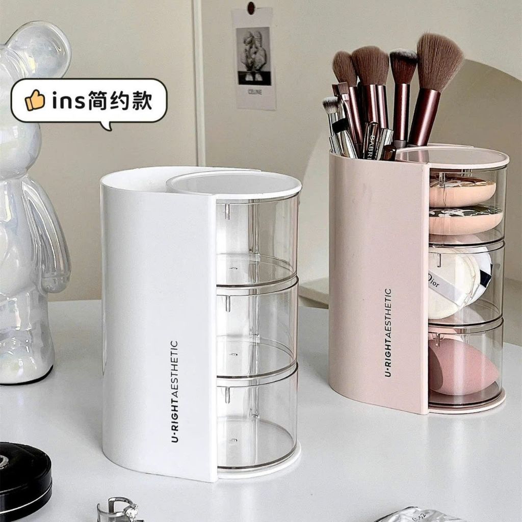 Ống cắm cọ,đựng bông mút trang điểm 2.3 tầng sức chứa lớn