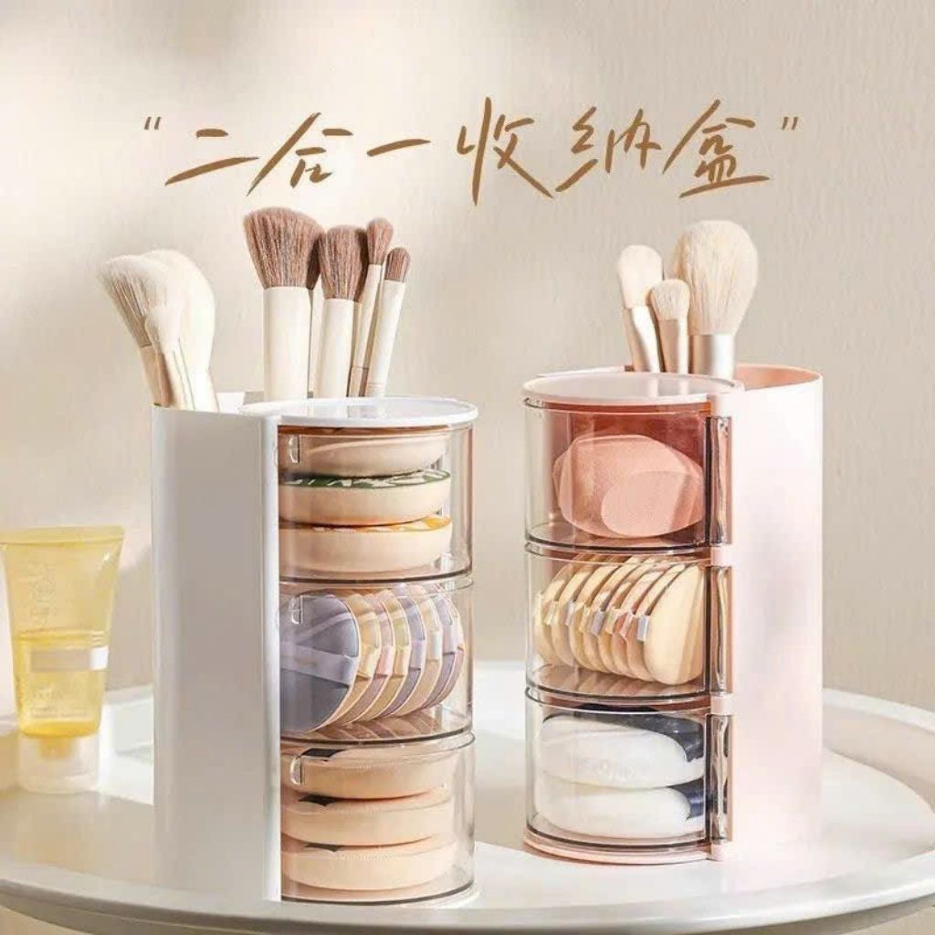 Ống cắm cọ,đựng bông mút trang điểm 2.3 tầng sức chứa lớn