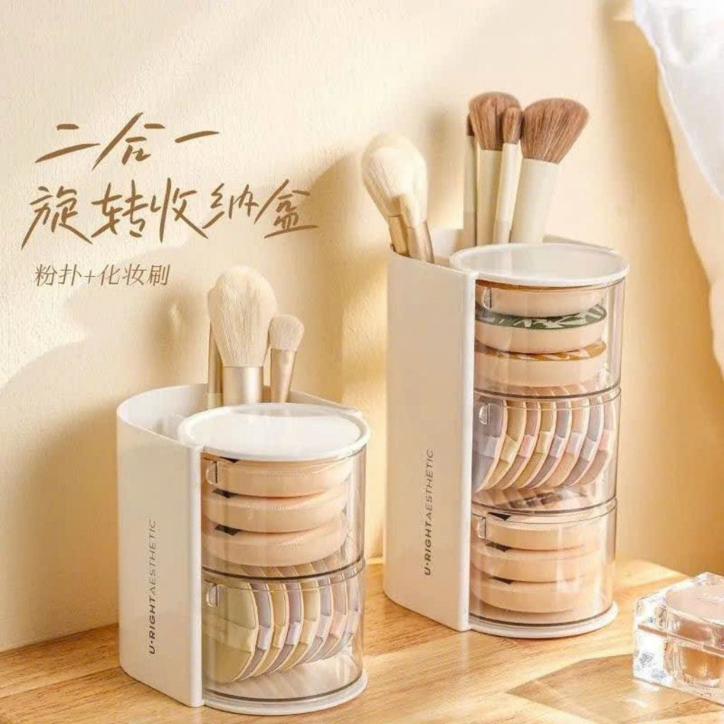 Ống cắm cọ,đựng bông mút trang điểm 2.3 tầng sức chứa lớn