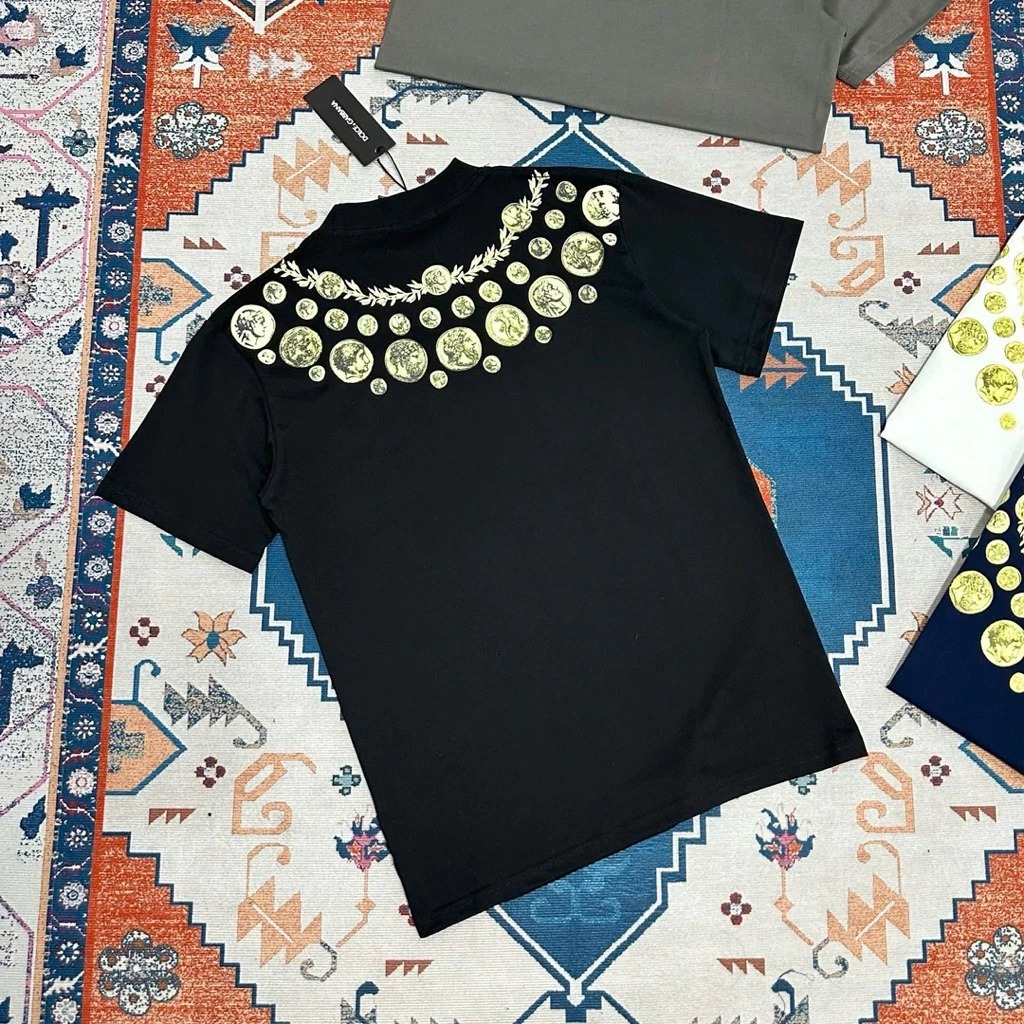 Áo thun ngắn tay in vòng tròn vàng quanh cổ siêu sắc nét from rộng fresize 38-65kg