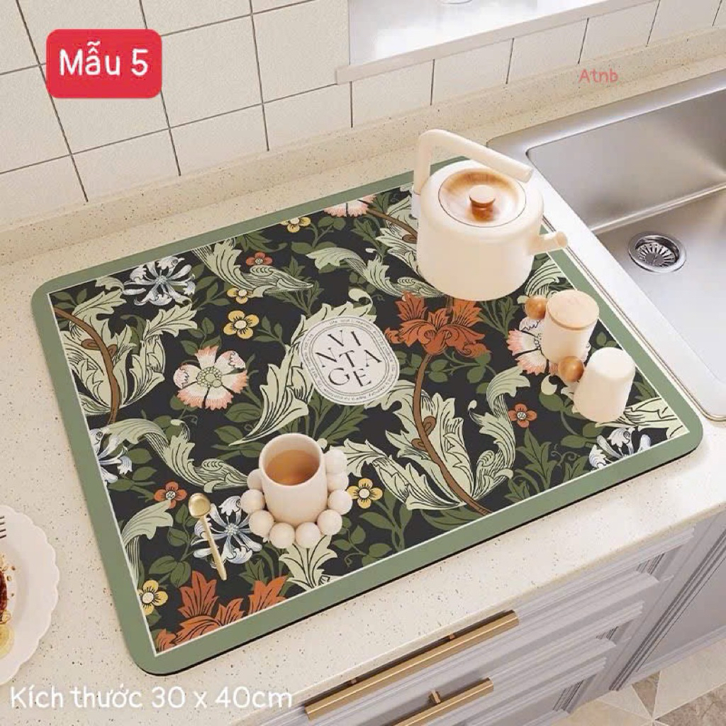 Thảm Thấm Hút Nước Nhanh Khô, Chất Liệu Da Cao Su Chống Trượt,Thảm Lót Ly Thấm Nước