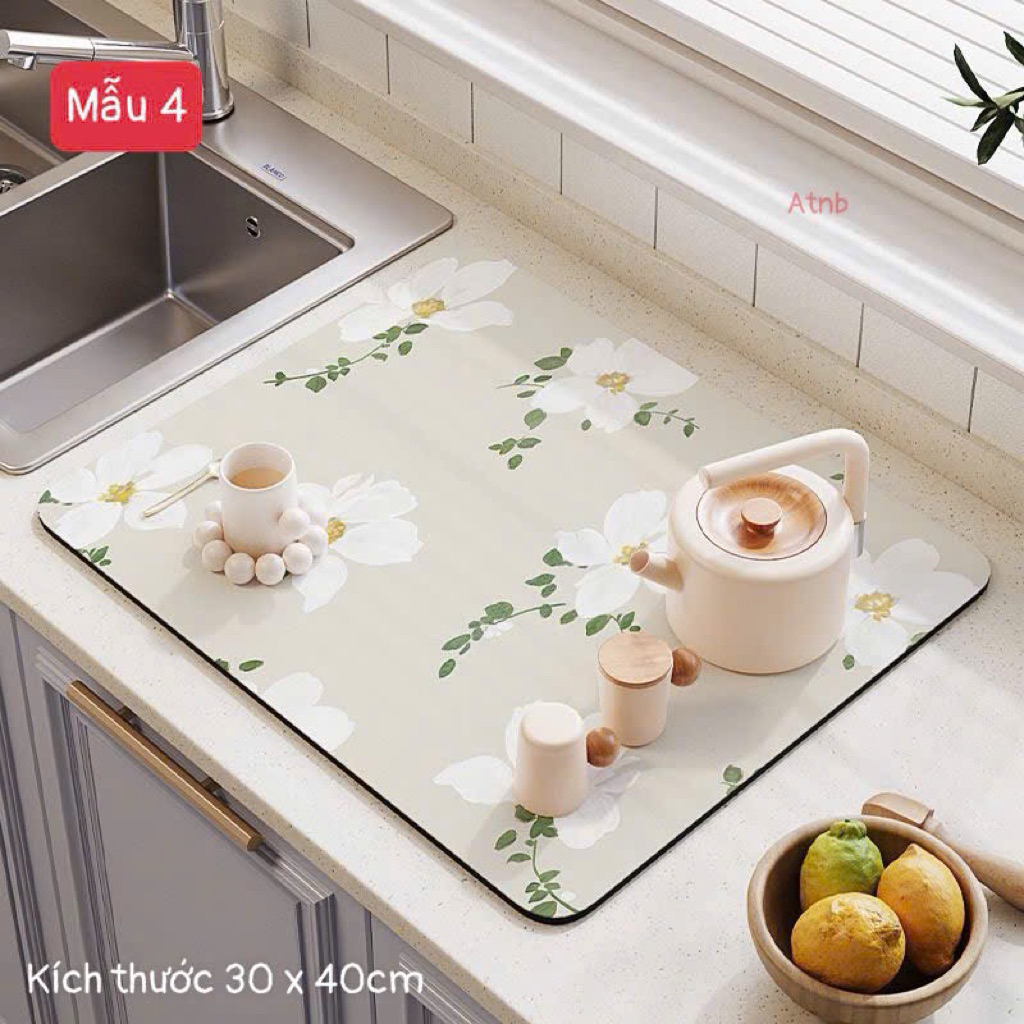 Thảm Thấm Hút Nước Nhanh Khô, Chất Liệu Da Cao Su Chống Trượt,Thảm Lót Ly Thấm Nước