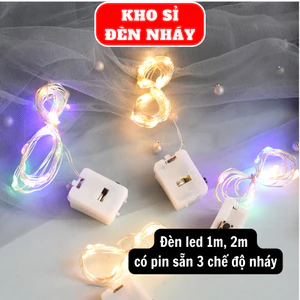 10 đèn nháy 1m, 2m màu vàng có pin sẳn ( 3 chế độ) trang trí đẹp