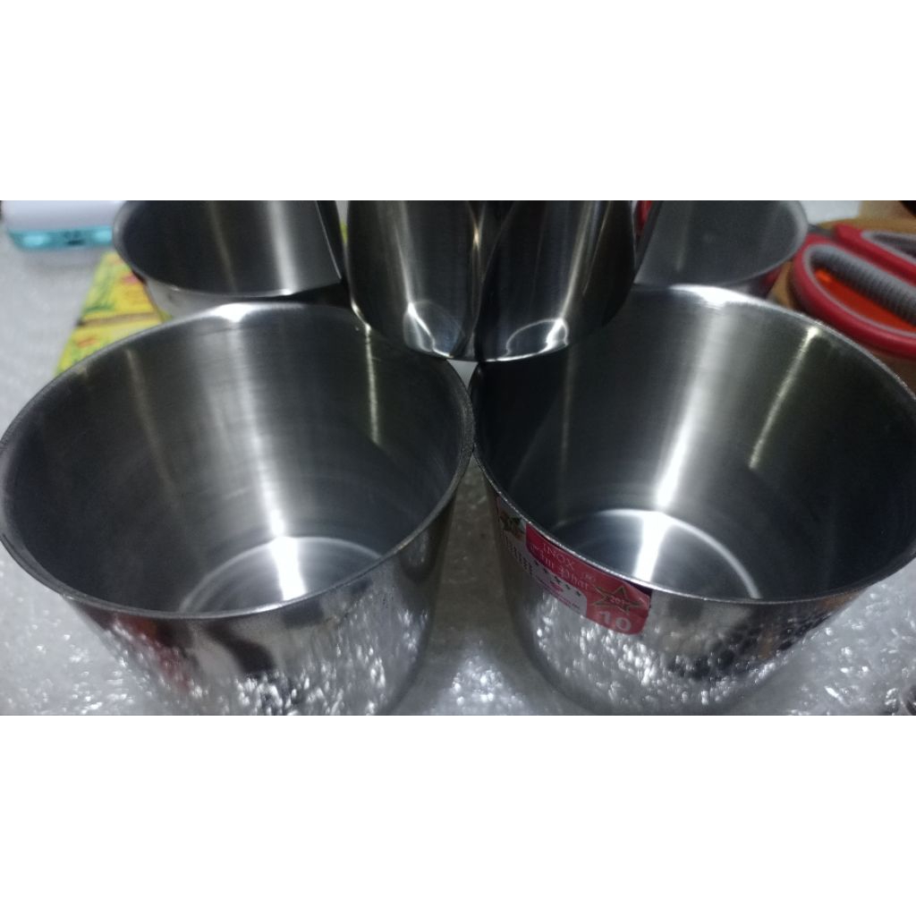 Combo 5 Chung Đá Inox Số 10, Số 9 Chung Chuyên Làm Đá Tủ Lạnh Siêu Bền, Lon Làm Nước Đá Inox