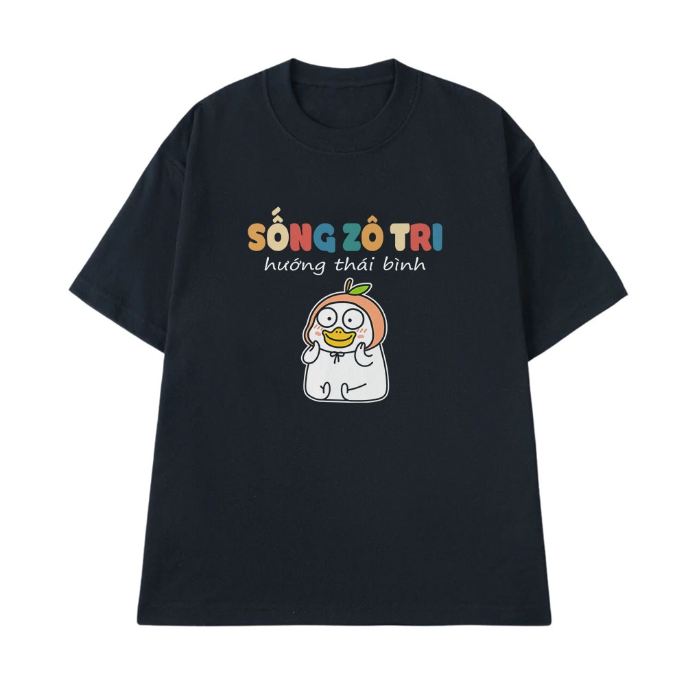 Áo Thun Hài Hước Sống Vô Tri Hướng Thái Bình Câu Nói Text Vui Hài Hước Form Rộng Cotton 250gsm