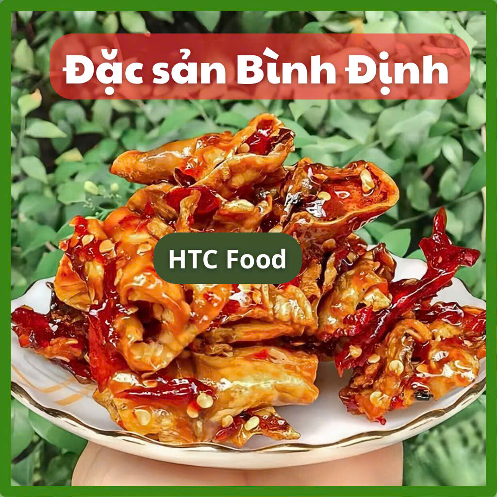 Khô mực rim me sa tế đặc biệt nhà làm cực ngon, mực khô tẩm gia vị ăn liền, 250g/500g, HTC Food