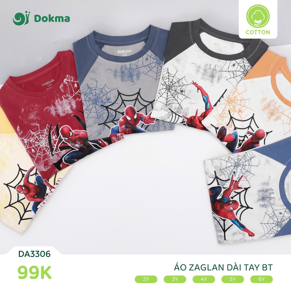 (11-25kg, 2-6Y) Áo Cổ Tròn Dài Tay Bé Trai Dokma Dáng Thể Thao DA2400 DA2401 DA2346 DA3306