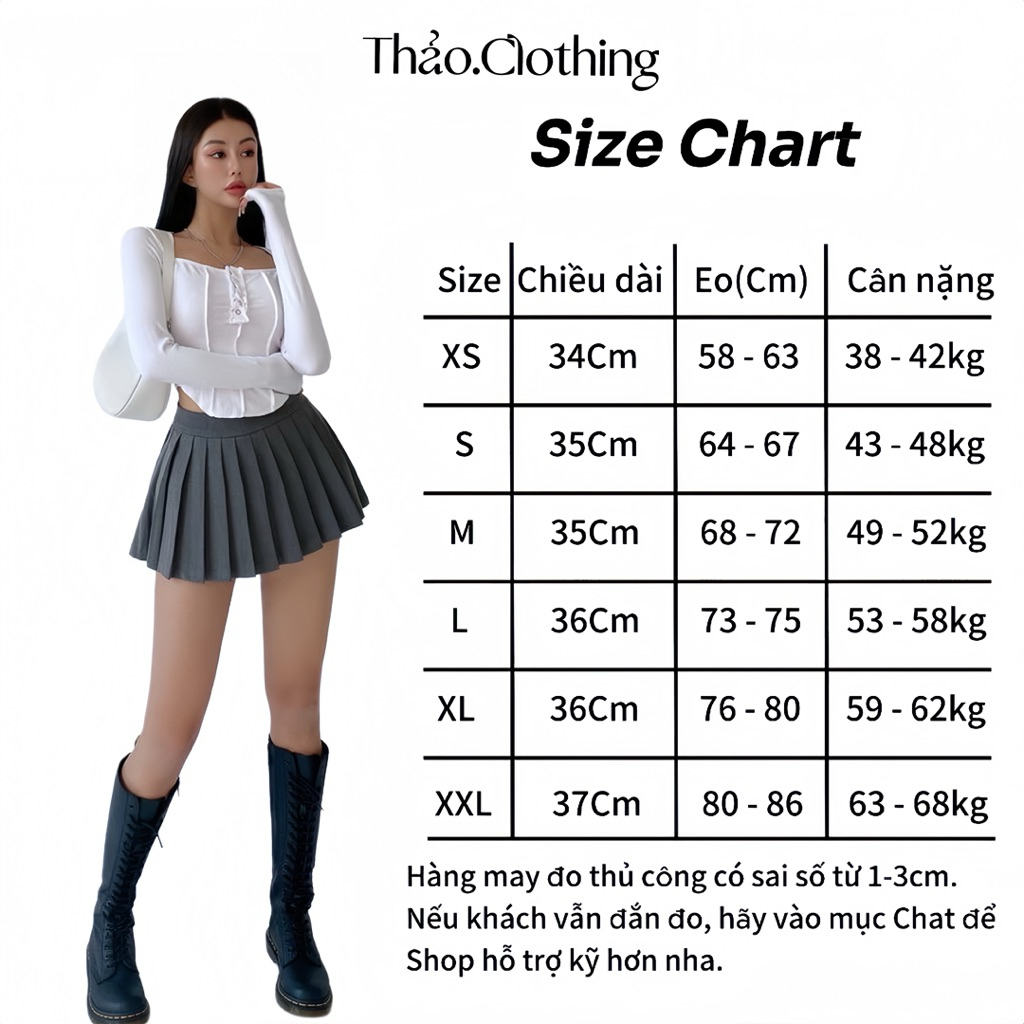 Váy Kẻ Xếp Ly Dáng Ngắn Phối Khuy Chất Đẹp Dày dặn - Thảo.Clothing