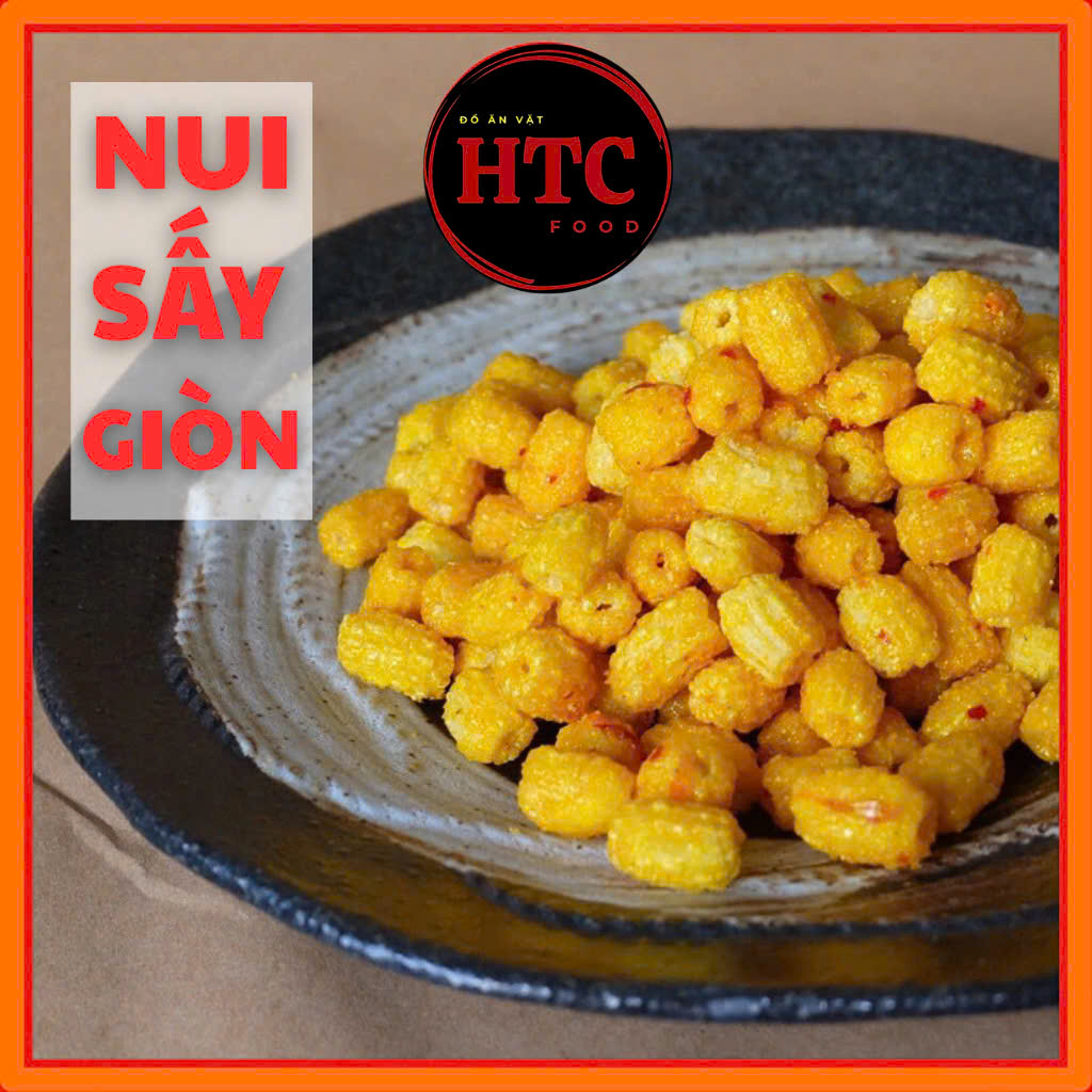 Nui chiên bơ mắm ớt nhà làm sạch sẽ, nui sấy giòn đậm đà, snack bim bim ăn vặt tuổi thơ, HTC Food