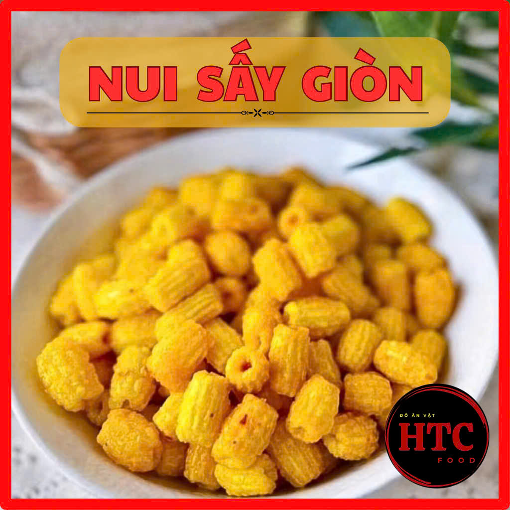 Nui chiên bơ mắm ớt nhà làm sạch sẽ, nui sấy giòn đậm đà, snack bim bim ăn vặt tuổi thơ, HTC Food