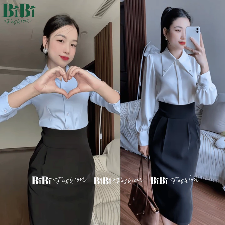 Chân váy Bút chì dáng dài cao cấp vải Kate mềm mịn. Váy bút chì công sở cạp cao dáng dài qua gối che khuyết điểm BiBi