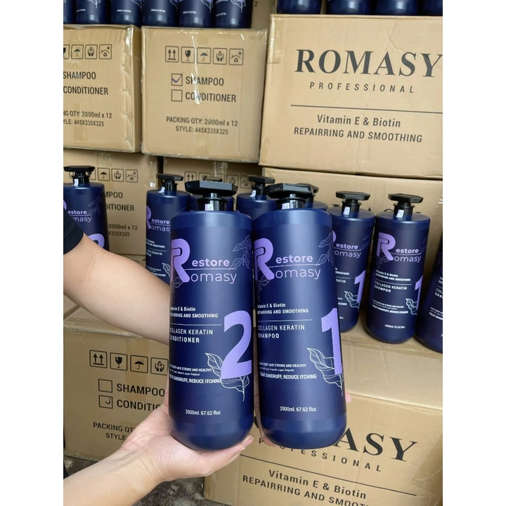 Cặp Dầu Gội Xả Rosemary Repair 2000ml Romasy. Phục Hồi Làm Phồng Tóc Ngăn Ngừa Tóc Gãy Rụng