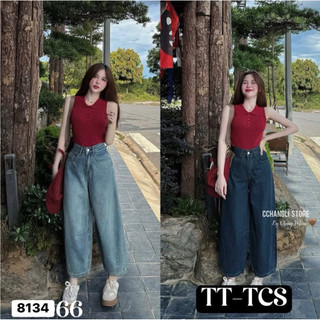 Quần baggy jean li ngang dành cho nữ