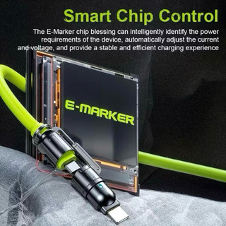 Dây Sạc Nhanh 240W Type C Cáp Sạc Đa Năng 4 Trong 1 PD Type C - USB - L Chiều Dài 1.2M Dây Bọc Silicon