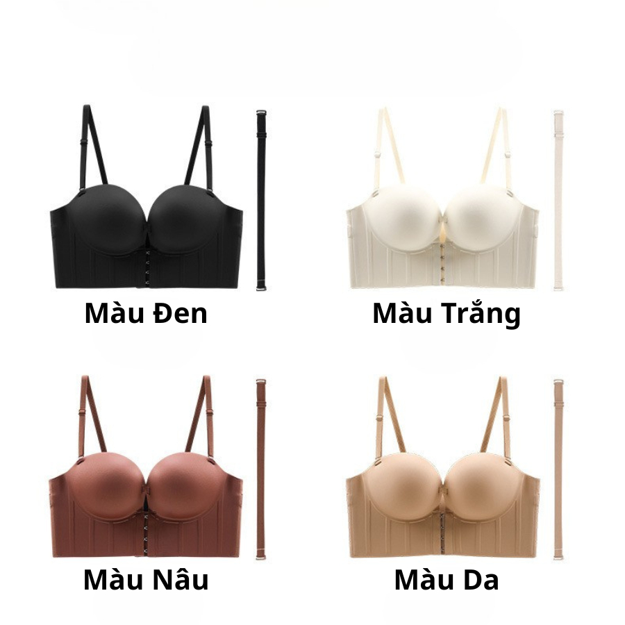 Áo Ngực Đúc Su Không Gọng Cài Trước Đệm 8cm Tạo Khe DORIS 8711
