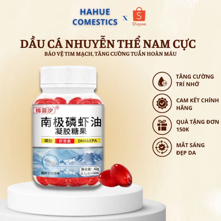 Dầu Cá Nhuyễn Thể Nam Cực Đẹp Da, Sáng Mắt, Bảo Vệ Tim Mạch, Cải Thiện Tuần Hoàn Máu - Hộp 60 Viên