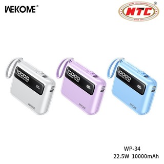 Pin sạc dự phòng WEKOME WP-34 10000mAh USB QC 3.0 22.5W, TypeC PD 20W, Kèm 2 cáp sạc - Hàng Chính Hãng