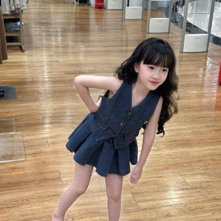 S332-[tomnaukid] Set ghi lê phối chân váy xếp ly cho bé gái size từ 9-32Kg