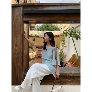 𝗕𝗮𝗹𝗶 𝗟𝗶𝗻𝗲𝗻- | LY LINEN | Áo linen nút gỗ lệch vai