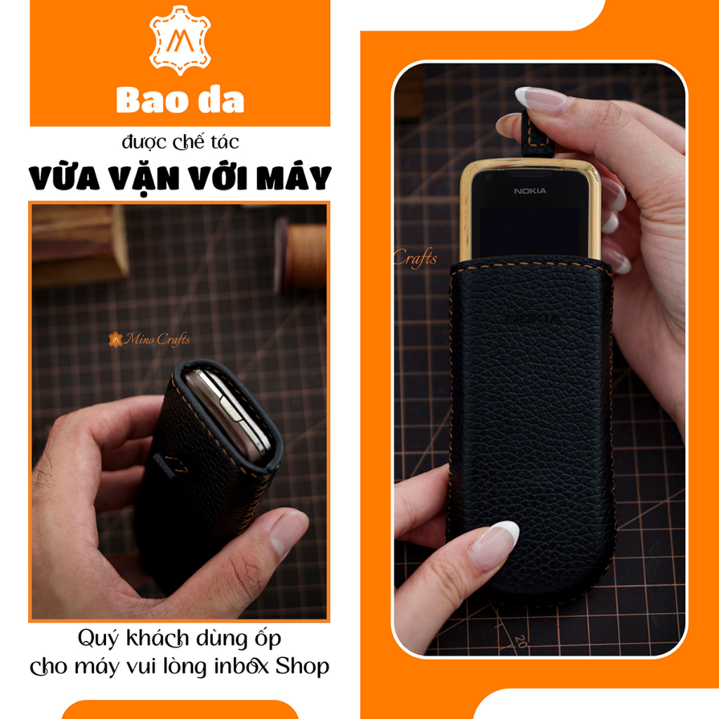 Bao da N0KIA 6700, 8800 - Nắp gập - Màu đen - Da bò thật
