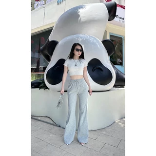 MARC FASHION Quần Dài Thun Ống Loe 2 Sọc - CBNH032325